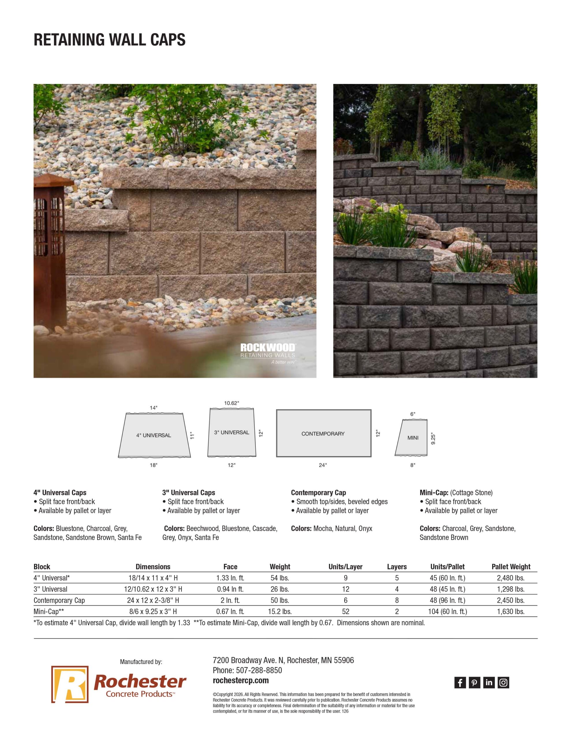 Retaining Wall Caps Cut Sheet
